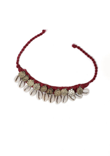 Maroon Red Tribal Coin Anklet